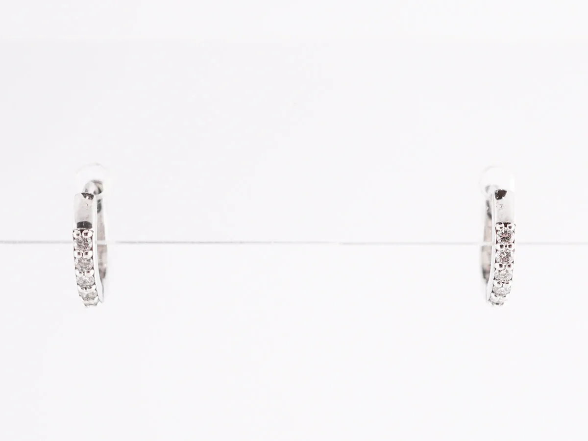 Huggie Hoop Earrings w/ Diamonds in 14k White Gold