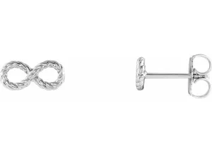 Infinity Stud Precious Metal Earrings Platinum White