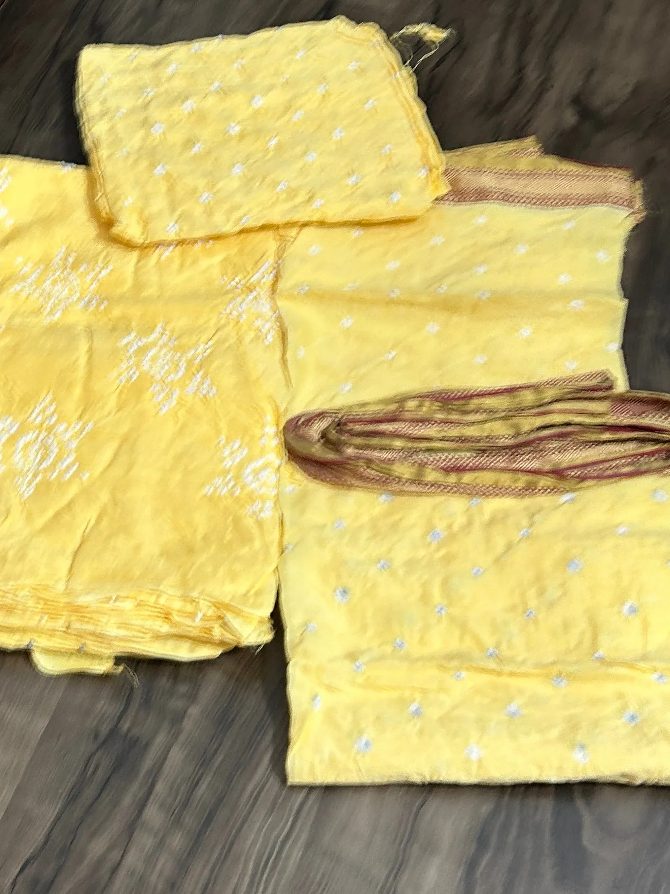 Intricate Bandhej Satin Cotton Dress Material