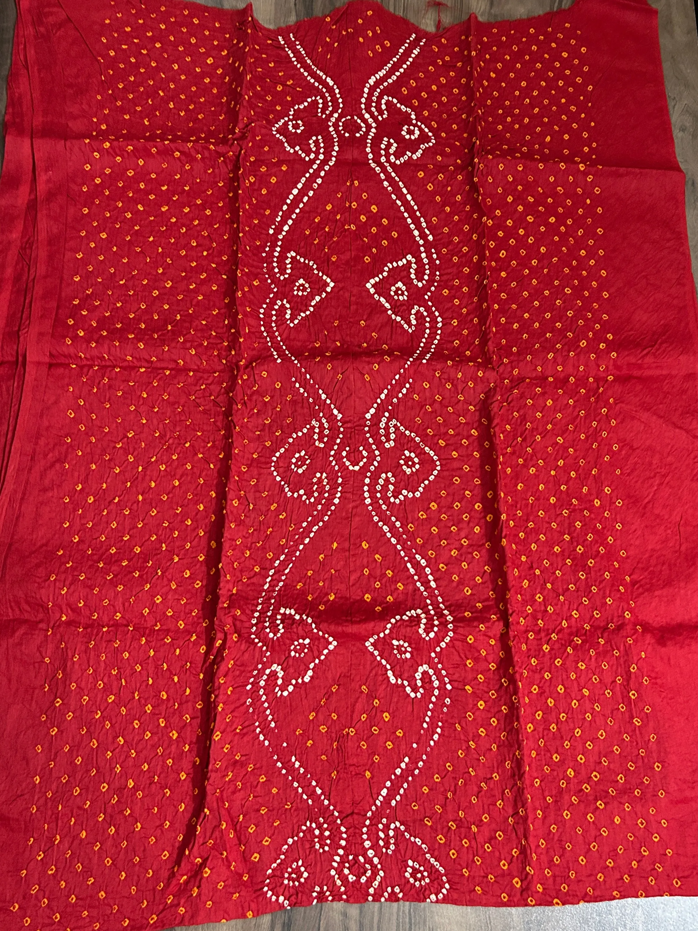 Intricate Bandhej Satin Cotton Top Fabric