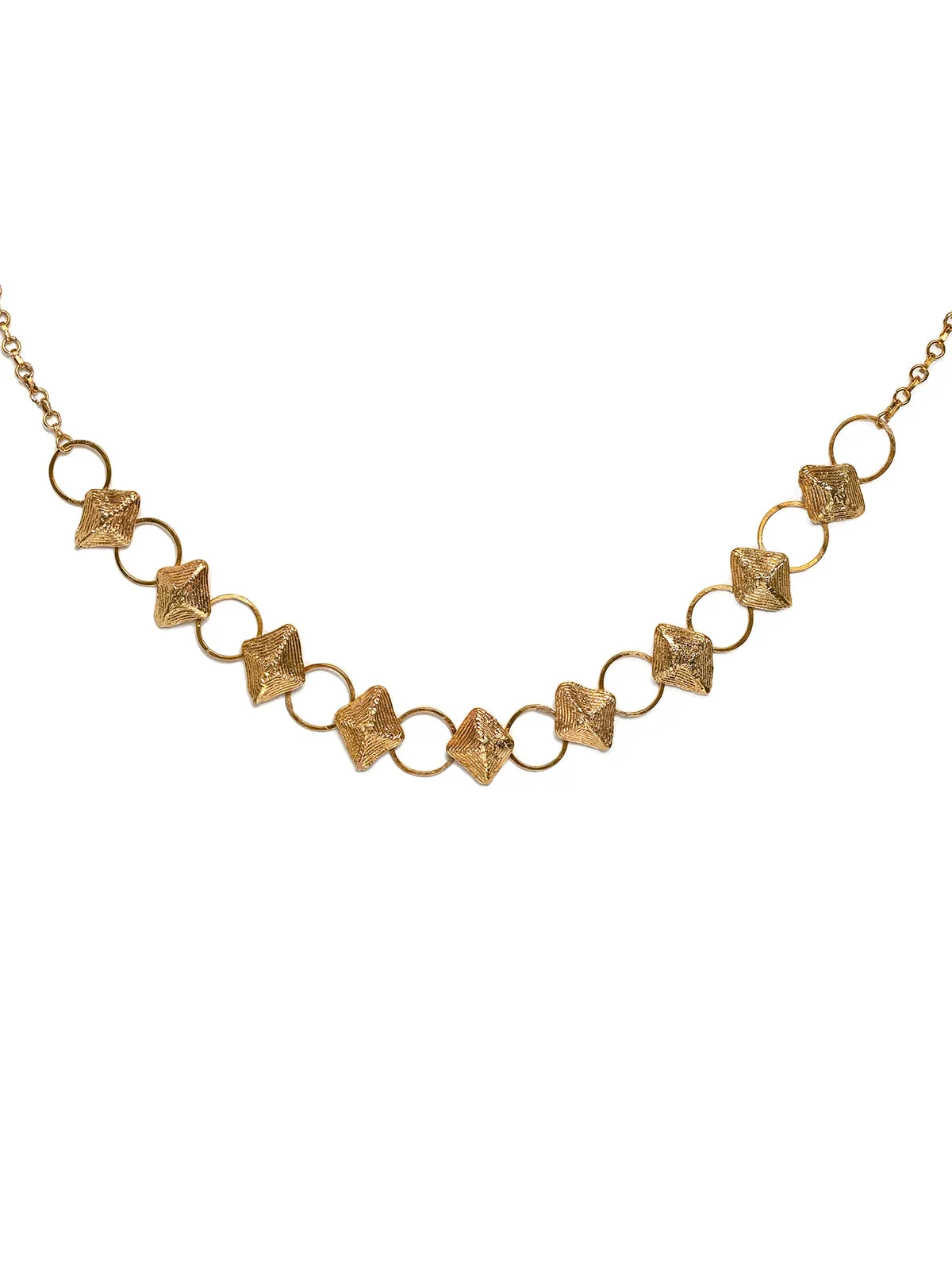 Intricate Charms Brass Necklace Gold