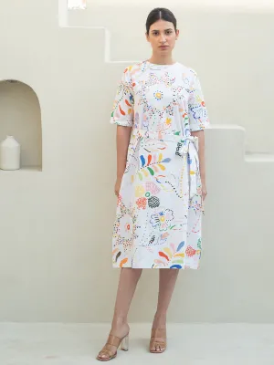 Intricate Print Belt Dress