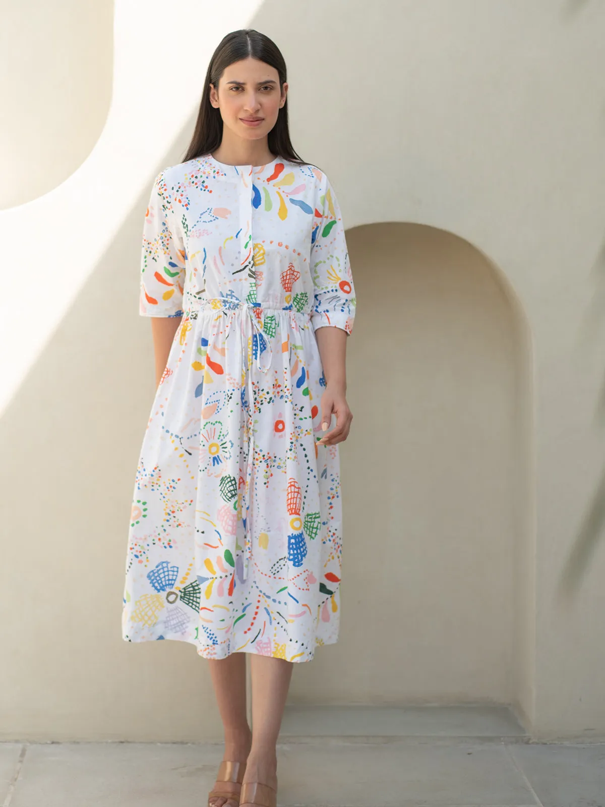 Intricate print Elasticated Waist Dress
