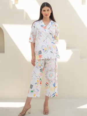Intricate Print Jacket with Pant