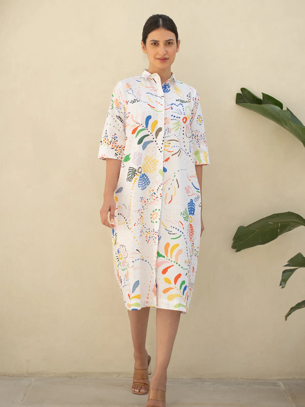 Intricate Print Shirt Dress