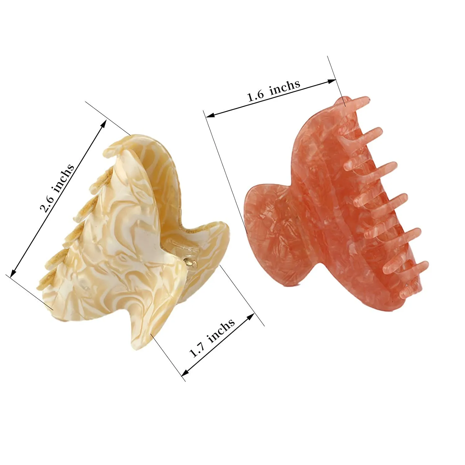 JIRIS 2PCS 2.75 inches Hair Claw Banana Clips tortoise Barrettes Celluloid French Design Barrettes celluloid Pattern print Small Fashion Accessories for Women Girls(SET5)