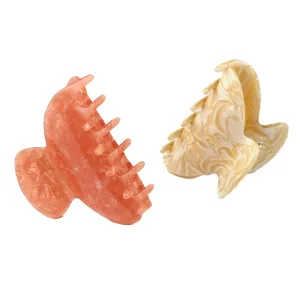 JIRIS 2PCS 2.75 inches Hair Claw Banana Clips tortoise Barrettes Celluloid French Design Barrettes celluloid Pattern print Small Fashion Accessories for Women Girls(SET5)