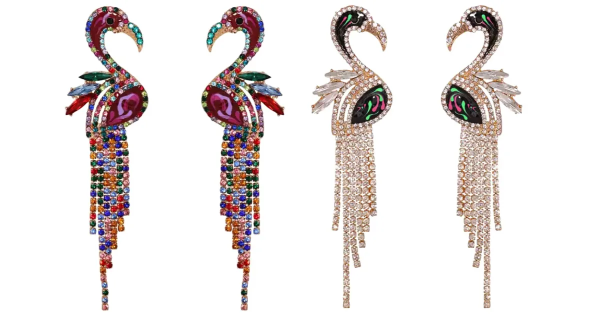 Jubilant Flamingo Rhinestone Tassel Earrings