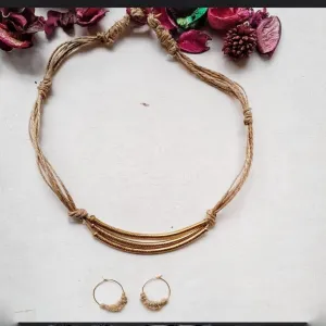 Jute Broad Pendants Necklace Set