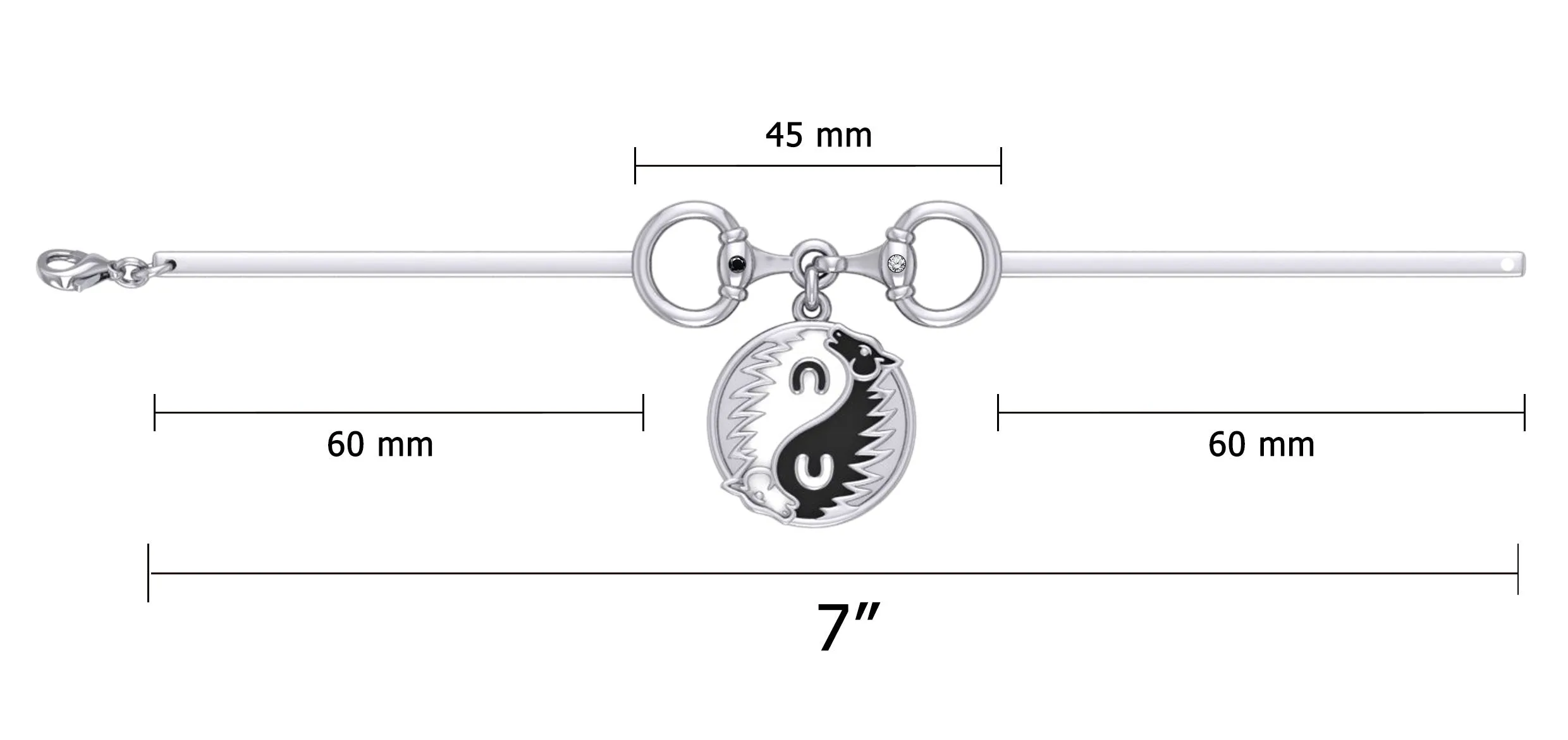 Karen Ryder Yin Yang Horse and Horse Bit Silver Cuff Bracelet TBA289