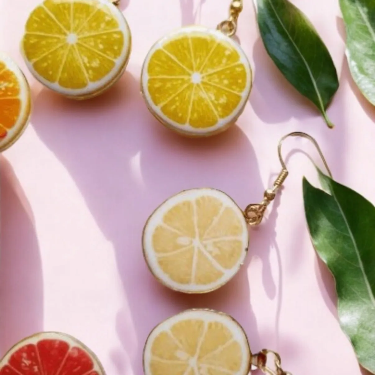 Kawaii - Citrus fruit earrings | fruit lover earrings | food earrings | cute kawaii earrings | fun art earrings | gold lemon grapefruit oranges