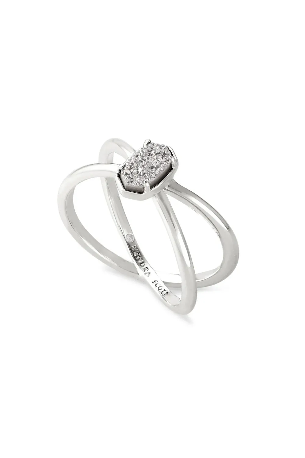 Kendra Scott: Emilie Silver Double Band Ring - Platinum  Drusy