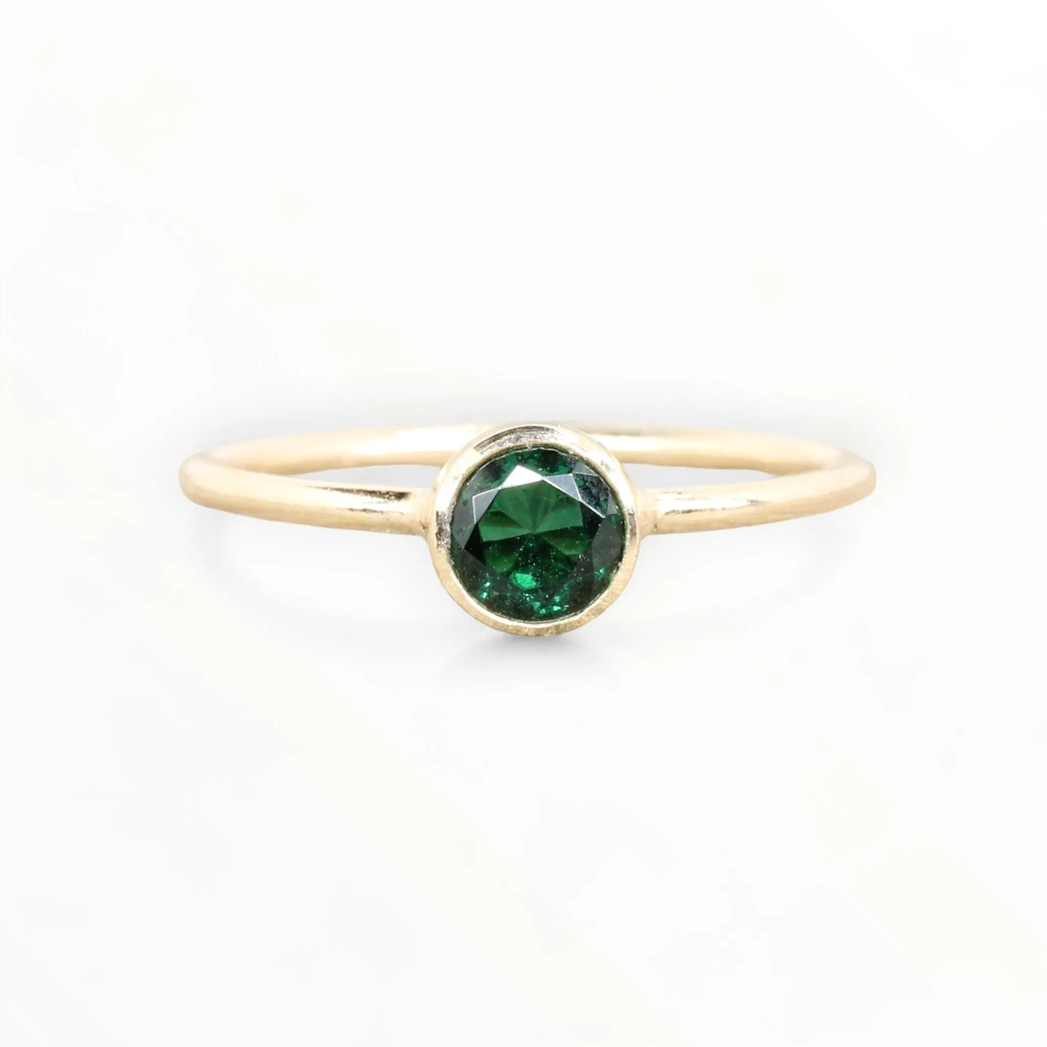 Lab Emerald Stacking Ring in 14K Gold Filled // 5mm Faceted Gemstone May Birthstone