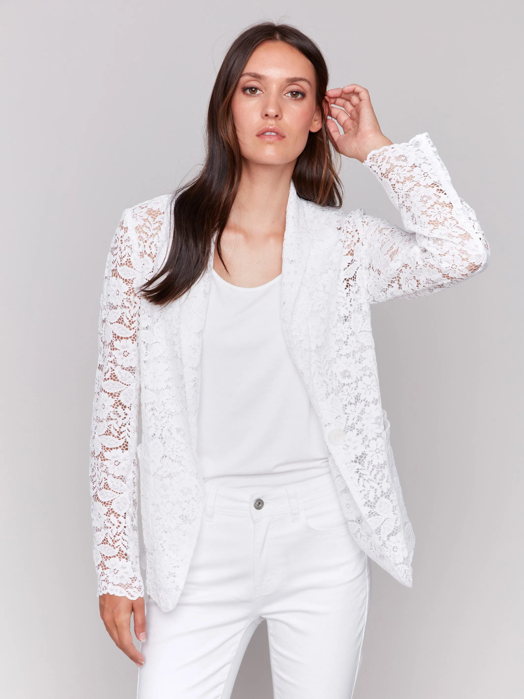 Lace Blazer - White