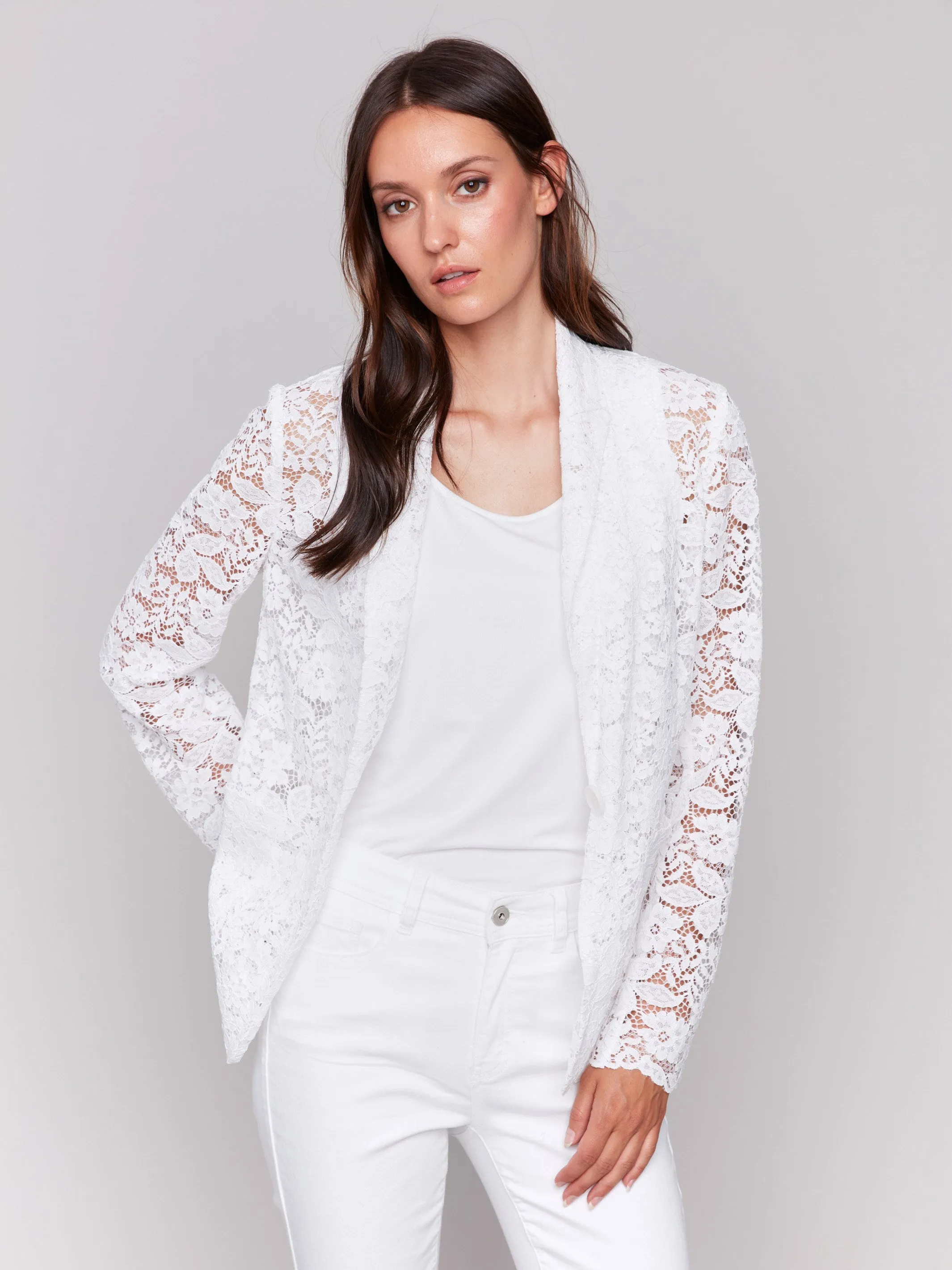 Lace Blazer - White