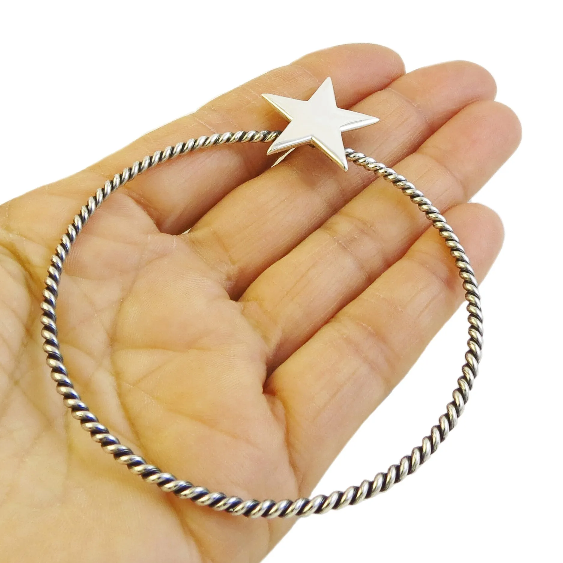 Large Hallmarked 925 Sterling Silver Star Hoop Earrings
