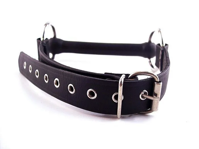 Leather O Ring Rod Gag Black