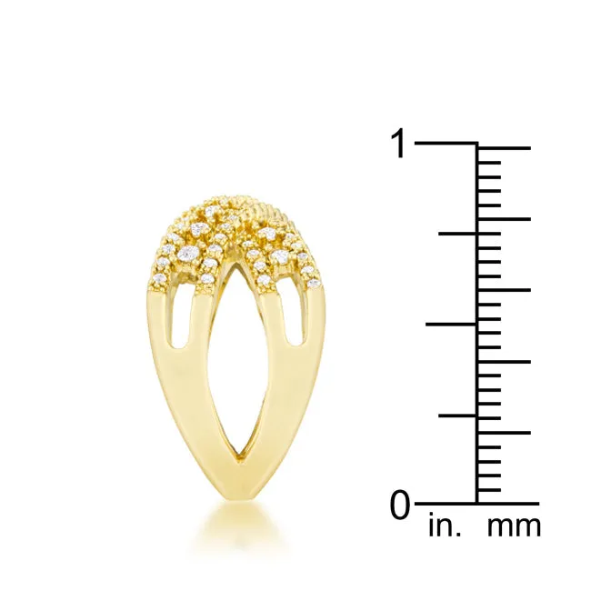 LOVCIA 14k Gold Sandy Criss Cross Ring with 0.37ct CZ Accents