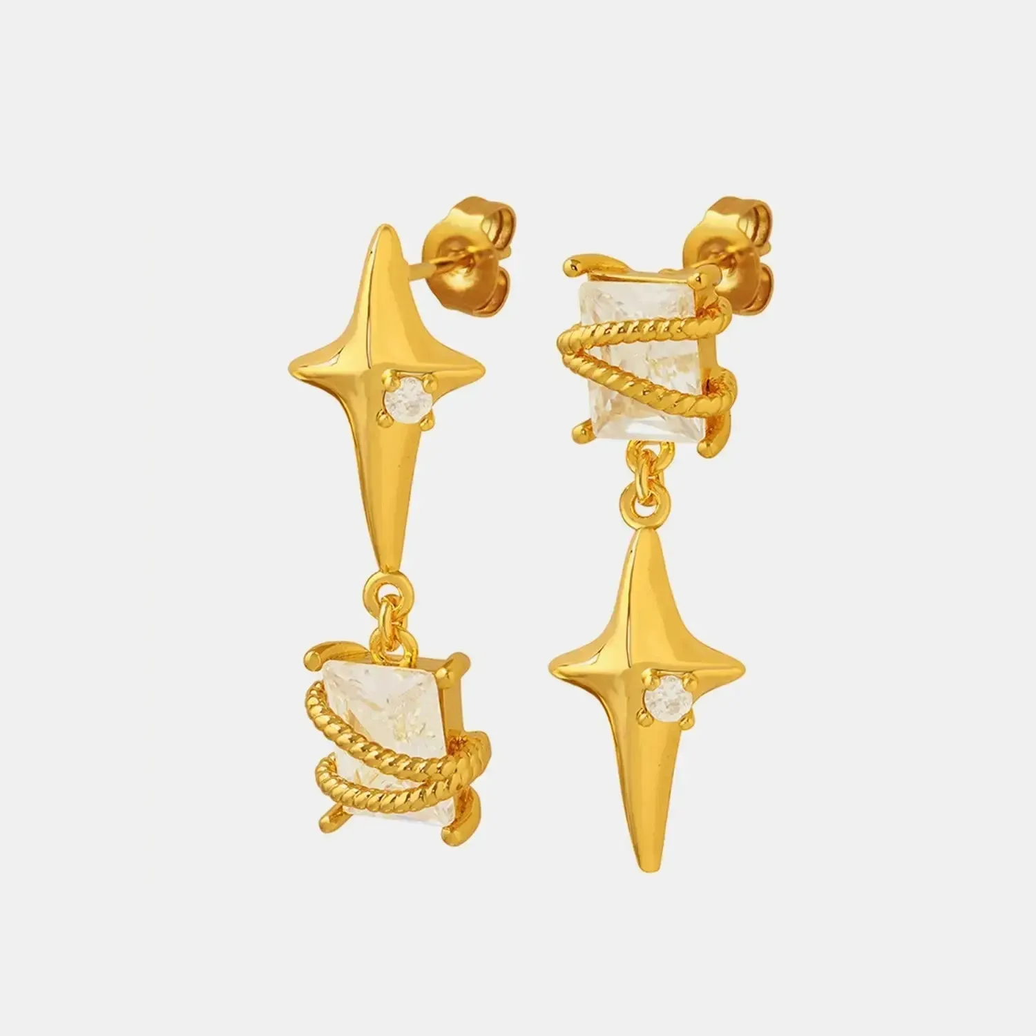 LOVCIA Elegant Zircon and Copper Geometric Dangle Earrings for Women