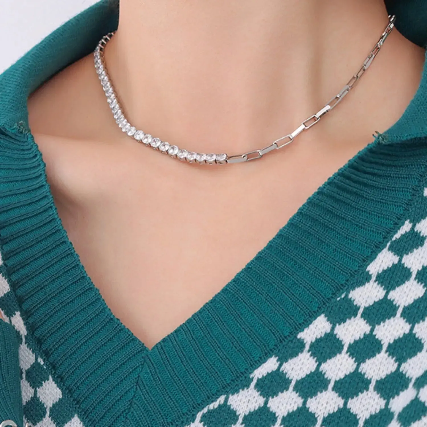 LOVCIA Zircon Titanium Steel Necklace