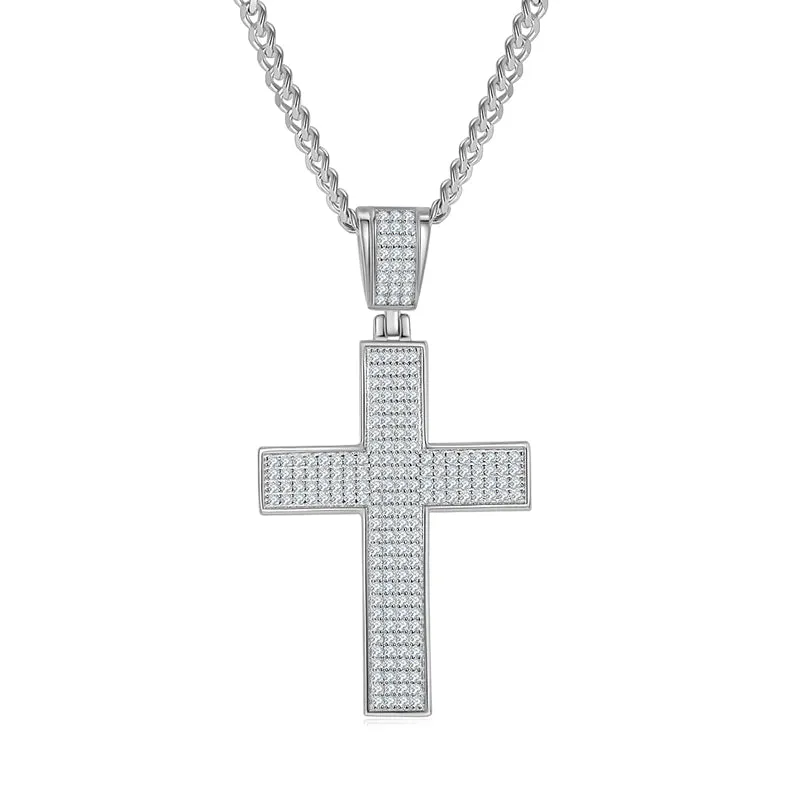Luxurious Classical Crucifix Small Round Cut Moissanite Necklace