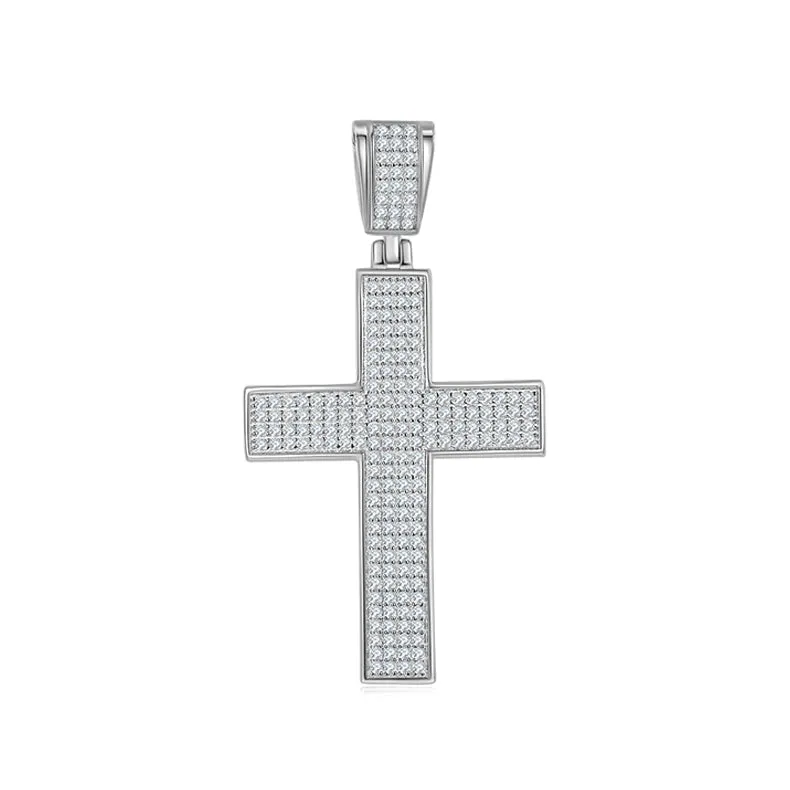 Luxurious Classical Crucifix Small Round Cut Moissanite Necklace