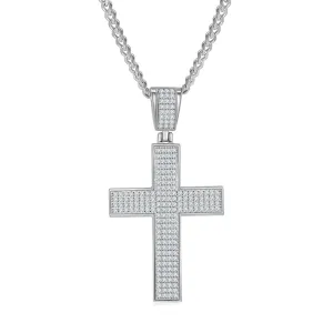 Luxurious Classical Crucifix Small Round Cut Moissanite Necklace