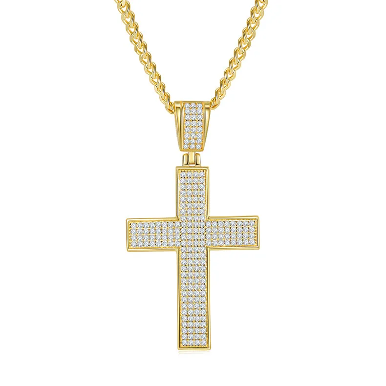 Luxurious Classical Crucifix Small Round Cut Moissanite Necklace