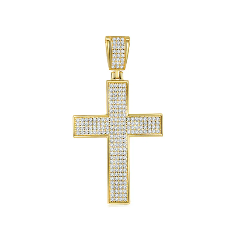 Luxurious Classical Crucifix Small Round Cut Moissanite Necklace