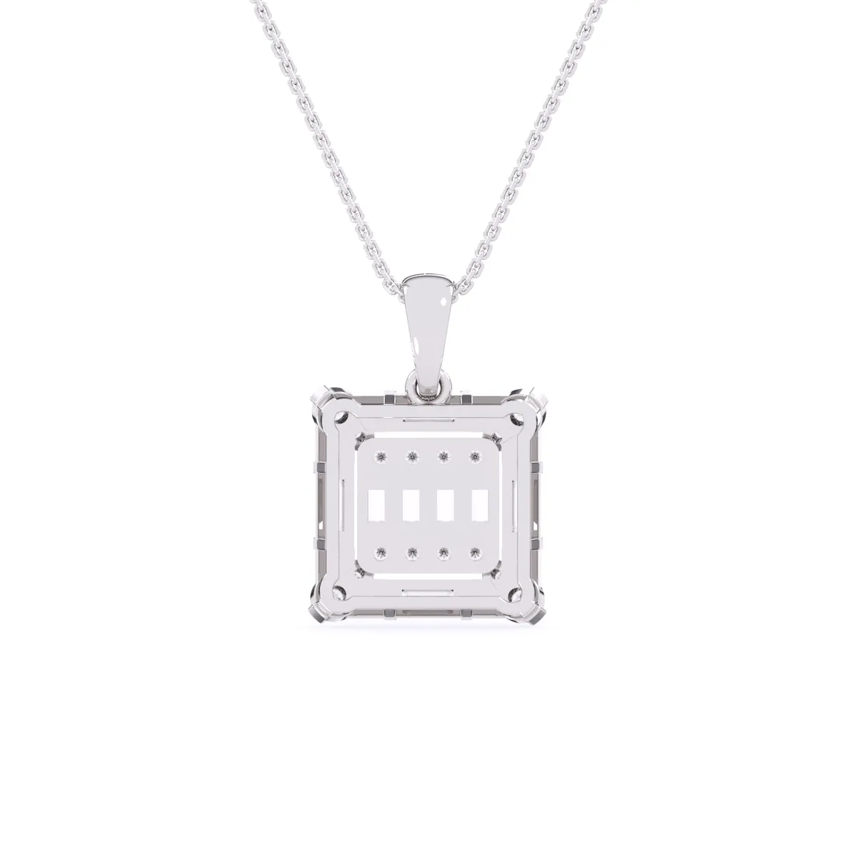 Luxurious Diamond Square Charm Pendant