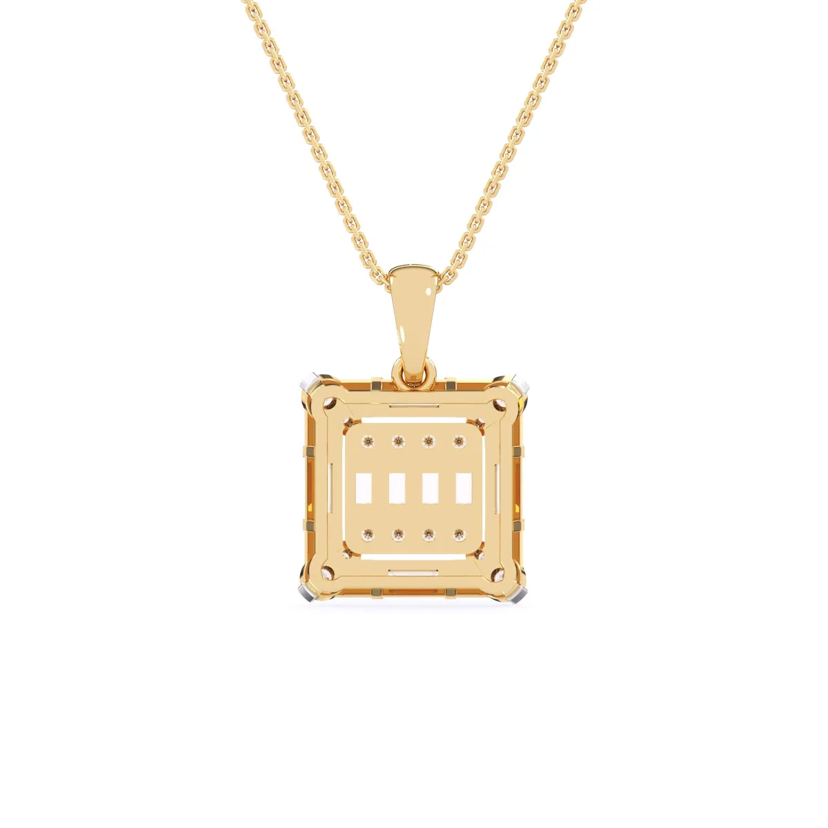 Luxurious Diamond Square Charm Pendant