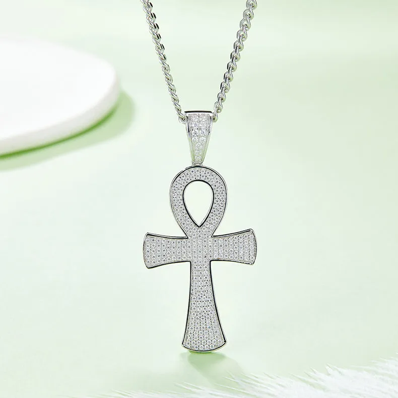 Luxurious Fashion Crucifix Small Round Cut Moissanite Necklace