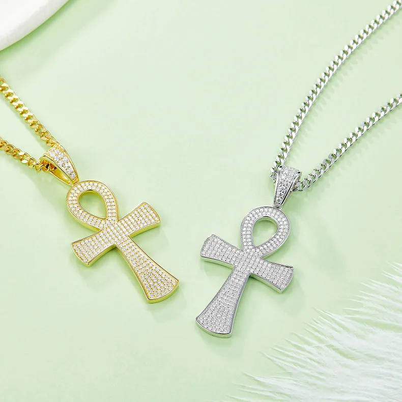 Luxurious Fashion Crucifix Small Round Cut Moissanite Necklace