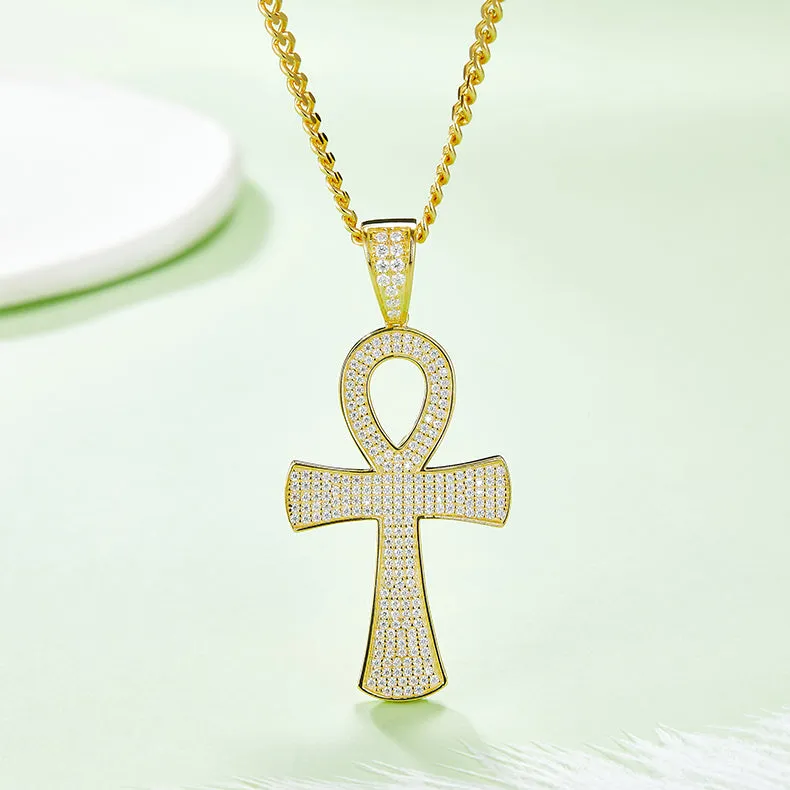Luxurious Fashion Crucifix Small Round Cut Moissanite Necklace