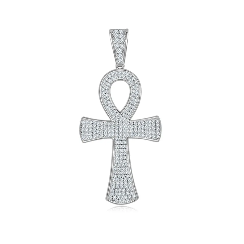 Luxurious Fashion Crucifix Small Round Cut Moissanite Necklace