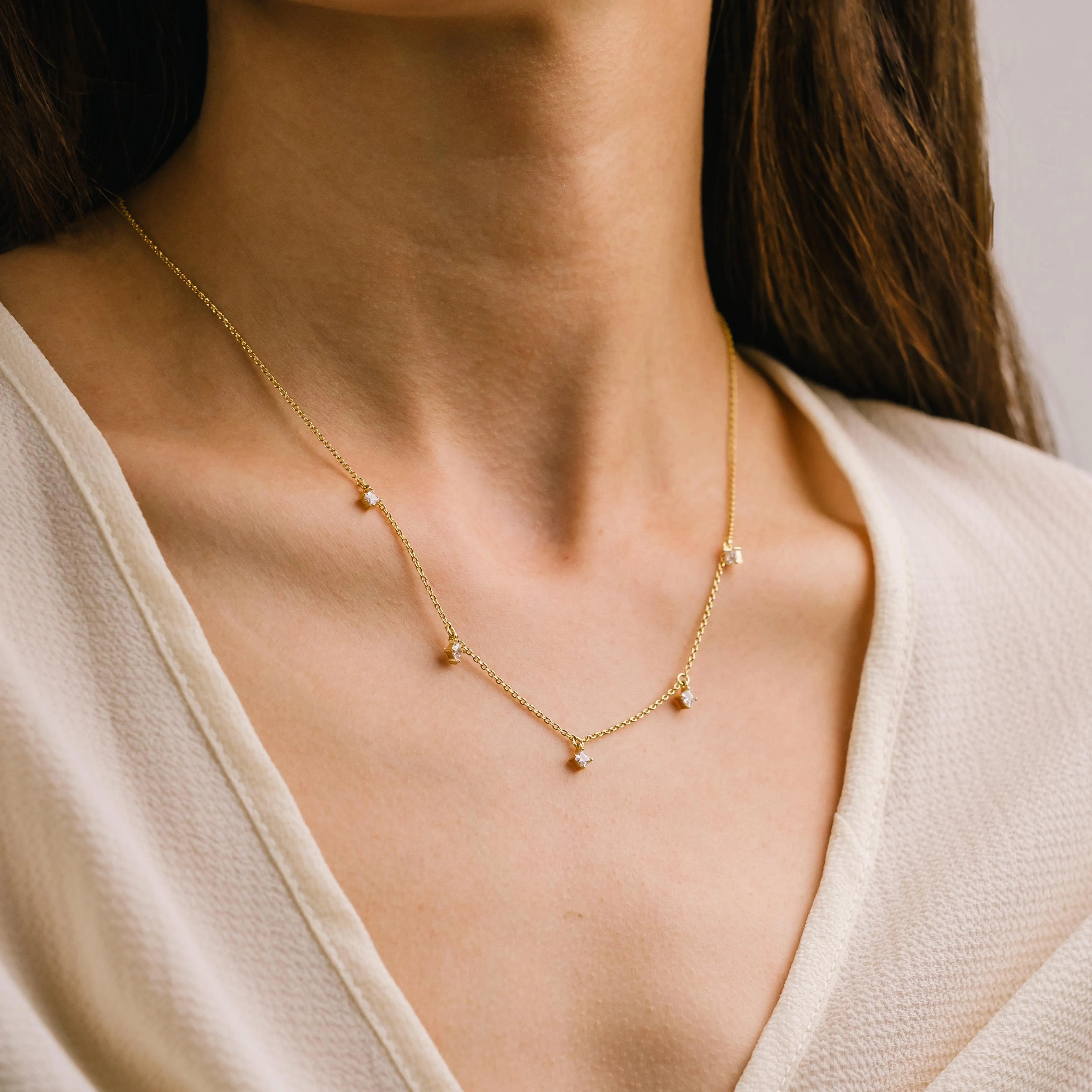 Lyra Cubic Zirconia Necklace Silver
