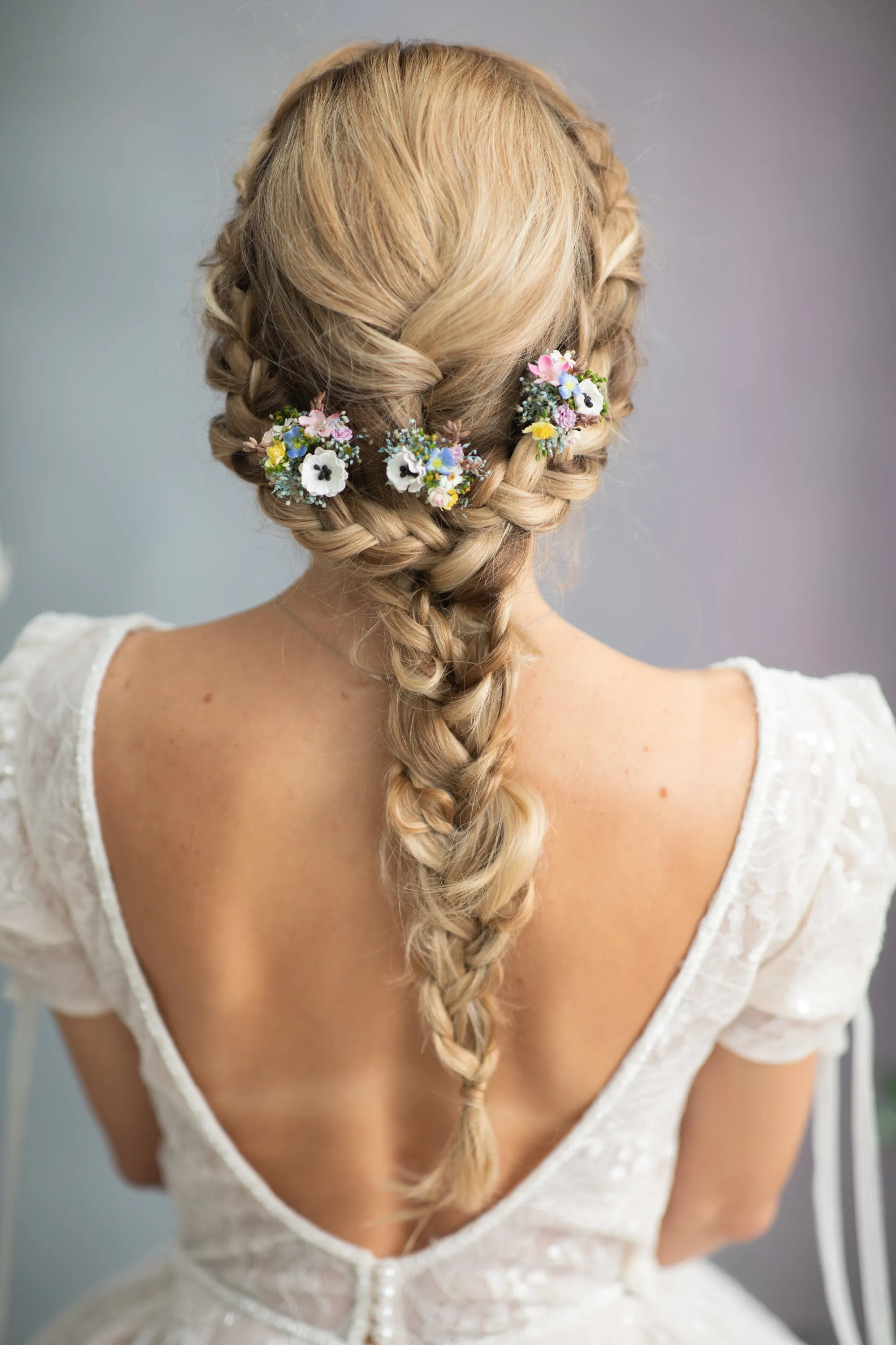 Meadow flower hair comb and hairpins