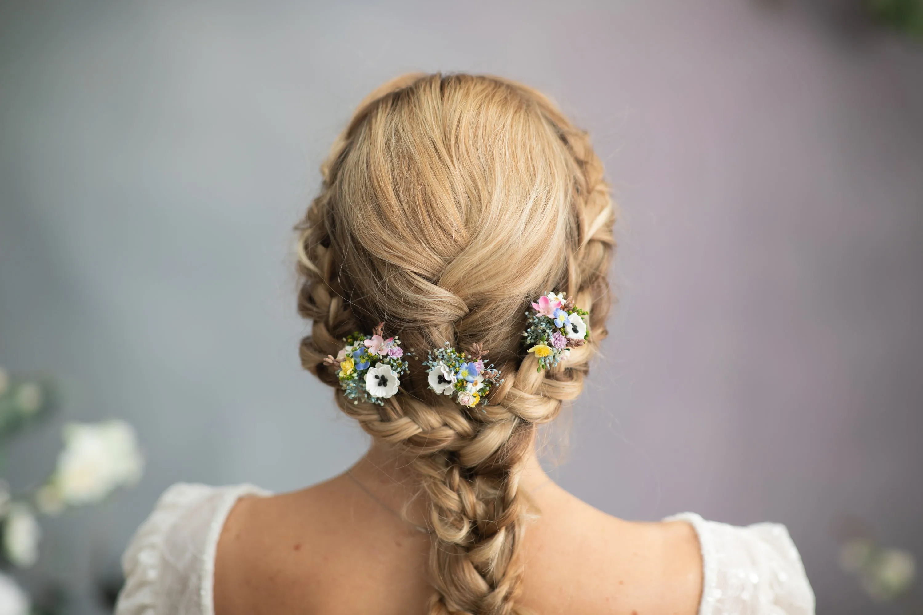 Meadow flower hair comb and hairpins
