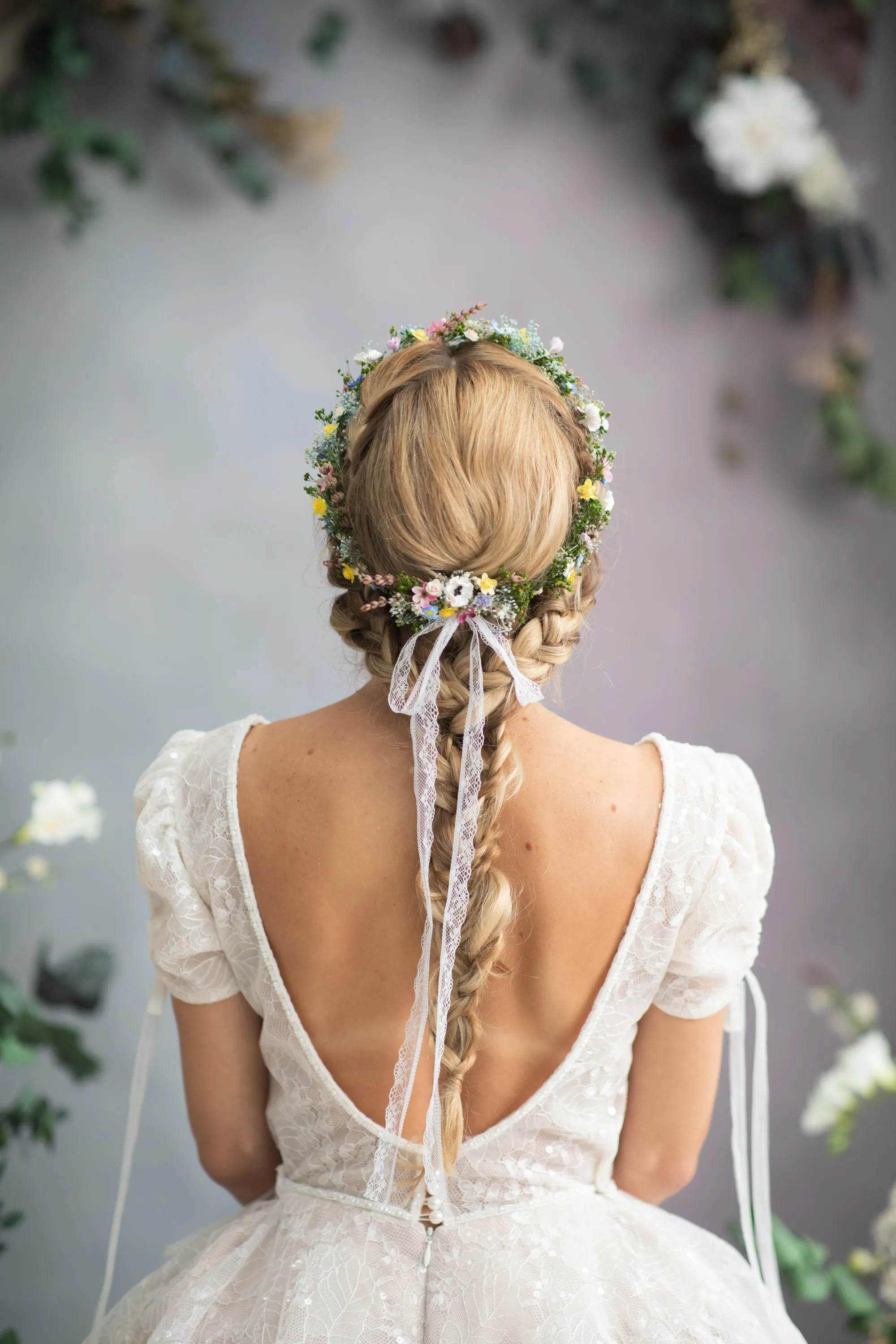 Meadow flower hair comb and hairpins