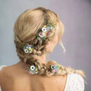 Meadow flower hair comb and hairpins