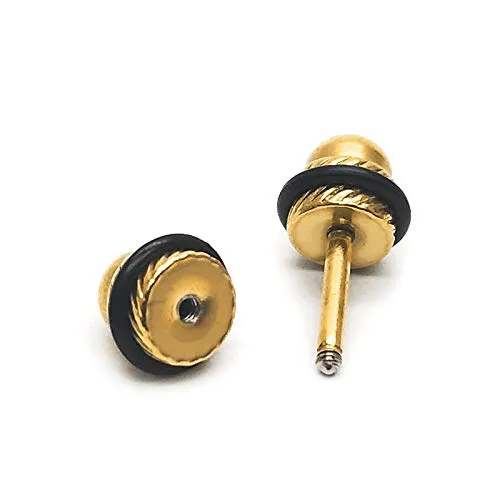 Men Womens Gold Color Dome Screw Stud Earrings, Polished, Steel Cheater Fake Ear Plugs Gauges Tunnel