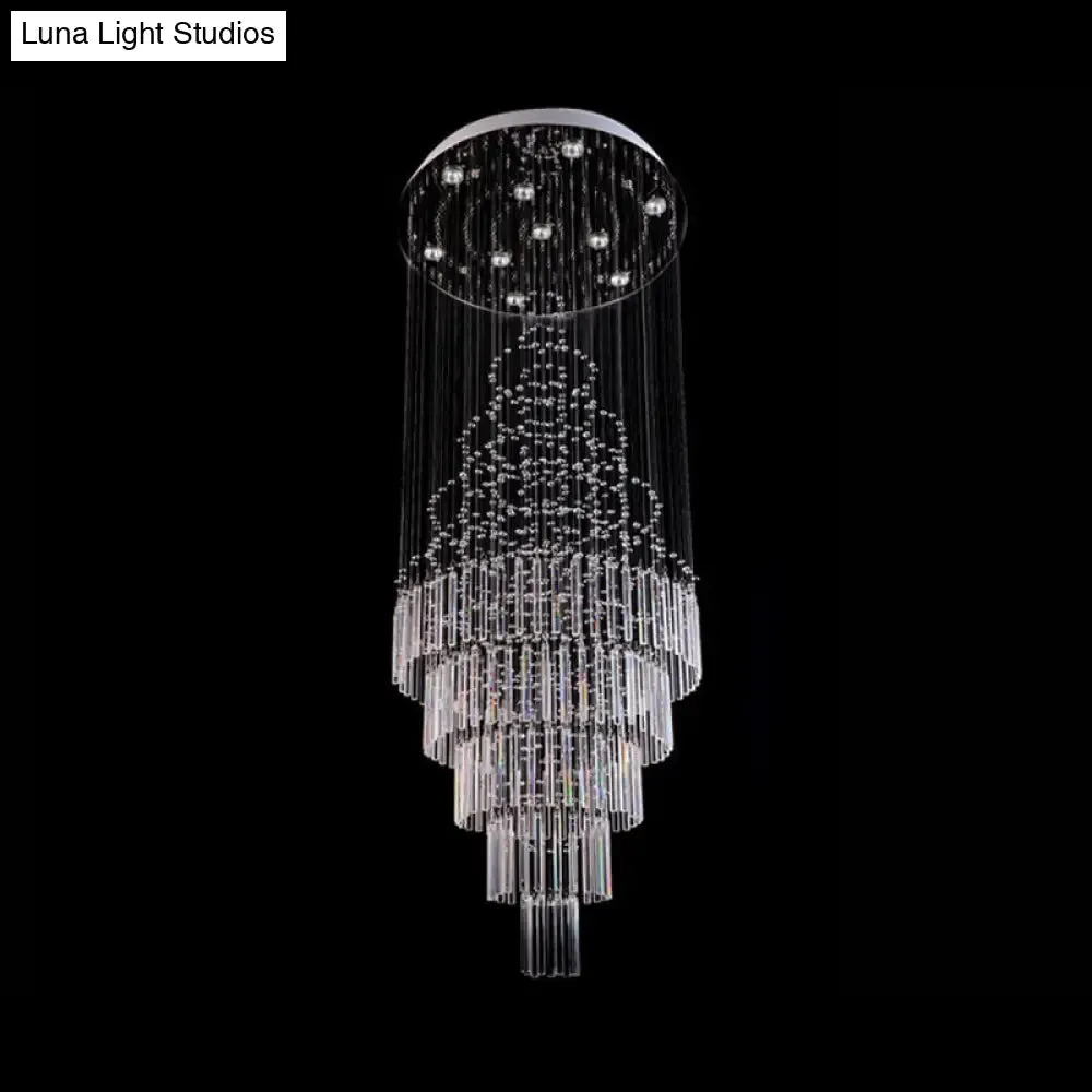 Modern Crystal Drop Lamp with LED 10-Bulb, Living Room Ceiling Light: Orbs and Rods Design