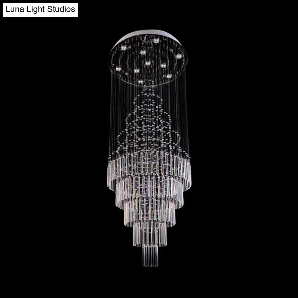 Modern Crystal Drop Lamp with LED 10-Bulb, Living Room Ceiling Light: Orbs and Rods Design