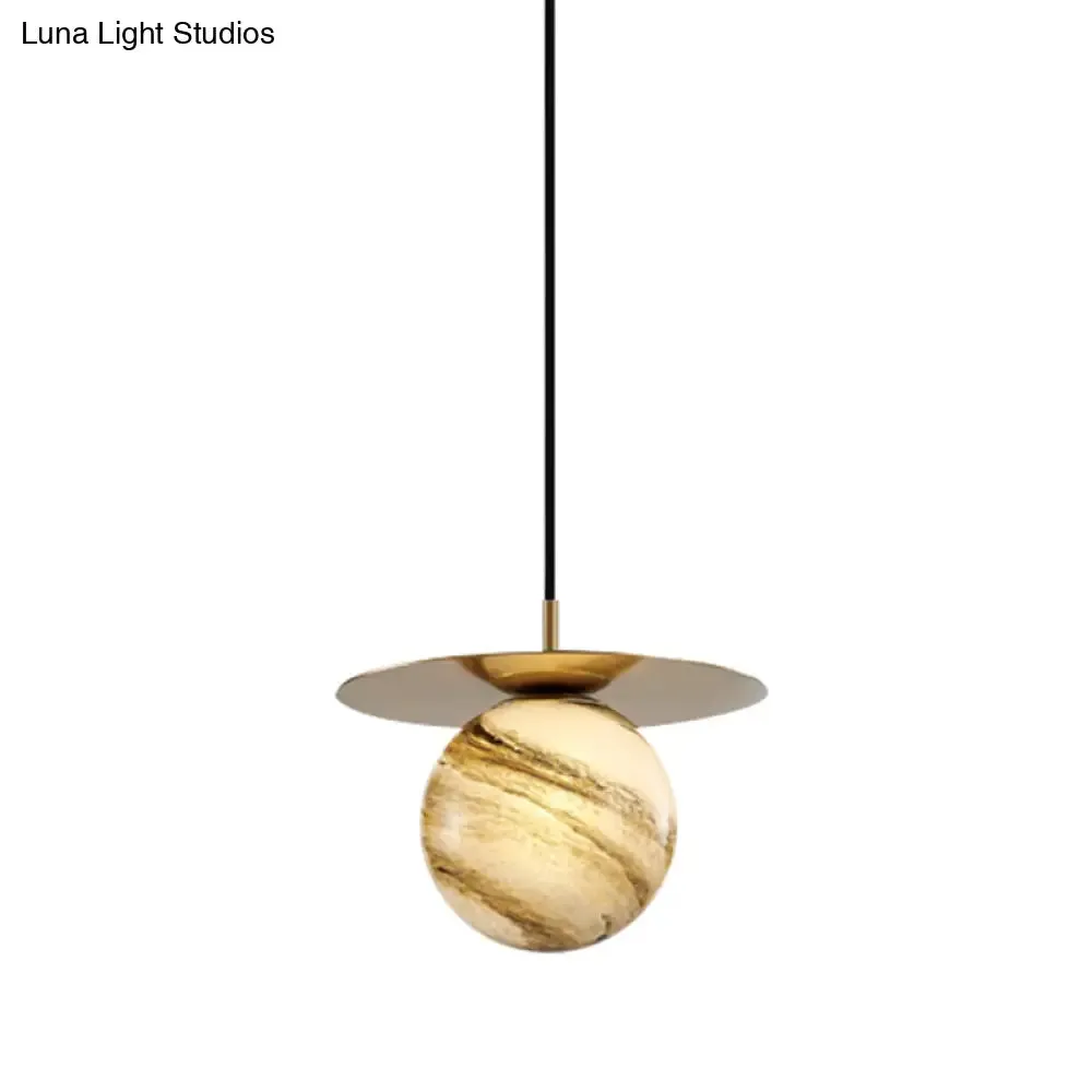 Modern Frosted Glass Sphere Pendant Light with LED Bulb - Gold Finish for Kitchen Ceiling
