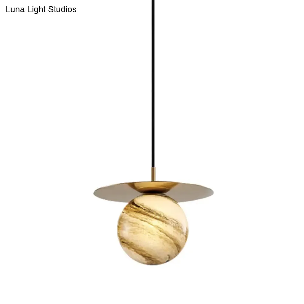 Modern Frosted Glass Sphere Pendant Light with LED Bulb - Gold Finish for Kitchen Ceiling