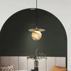 Modern Frosted Glass Sphere Pendant Light with LED Bulb - Gold Finish for Kitchen Ceiling