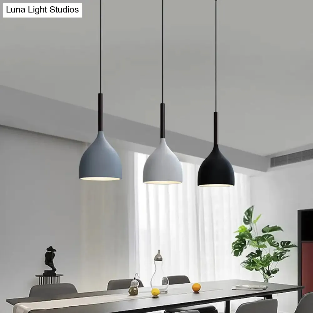 Modern Teardrop Multi Light Pendant - 3-Bulb Down Lighting in Black