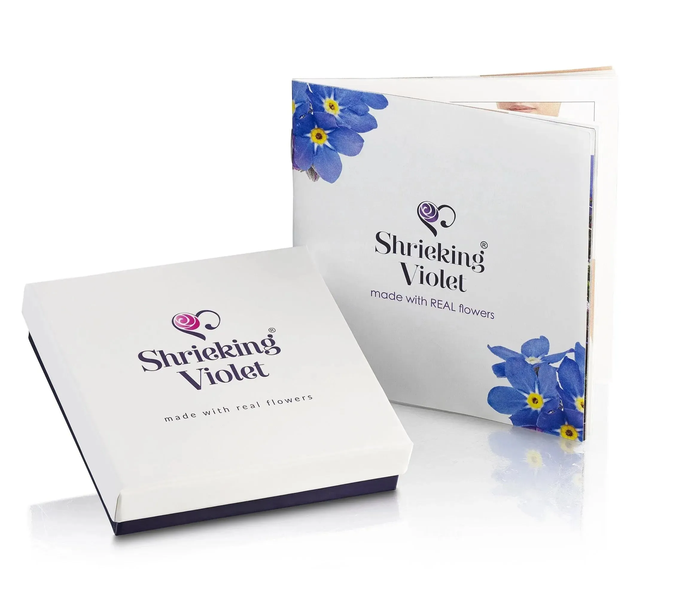 Moon & star necklace by Shrieking Violet® Sterling silver pendant with real forget-me-nots