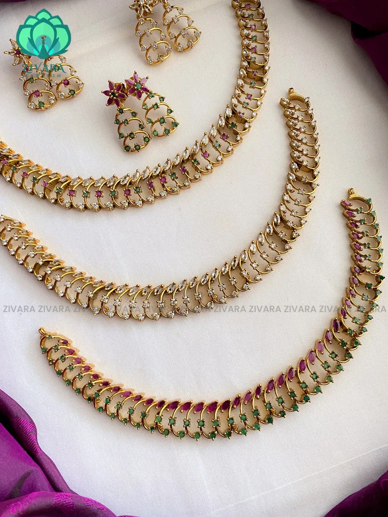 Motif freenelegant neckwear with earrings- Swarna-latest pocket friendly south indian jewellery collection