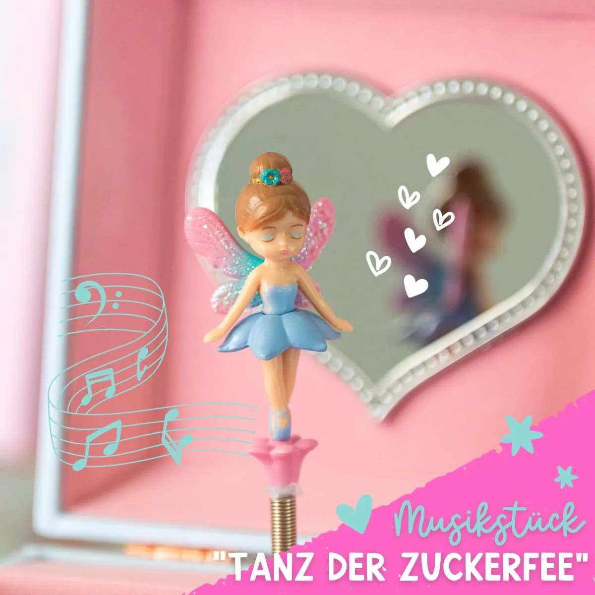 Musical fairy jewelry box - children's music box, spinning princess and mirror, jewelry box